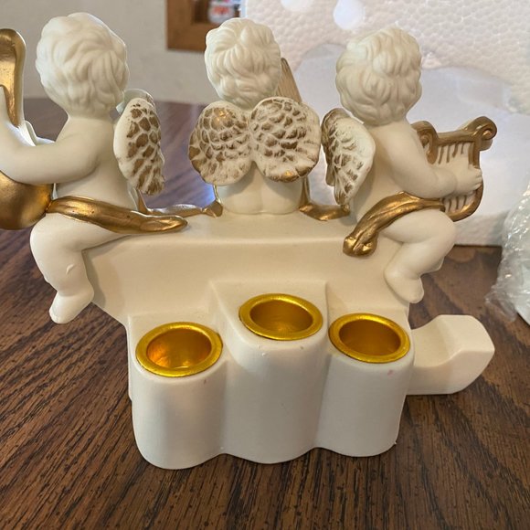 Grandeur Noel 3 Piece Christmas Set with Santa, Joy and Noel Candleholders